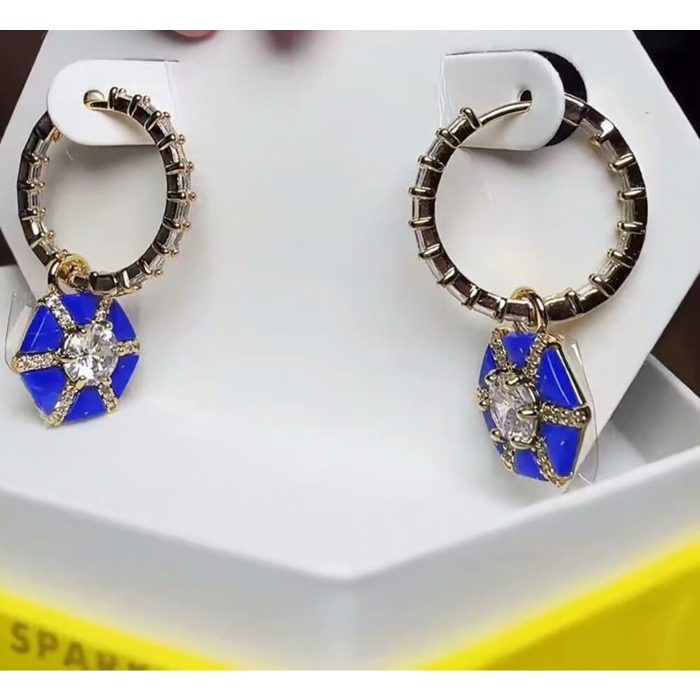 Navy on Gold Hoops - GORGEOUS New Style